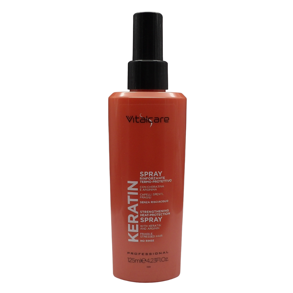 VITALCARE Keratin - Spray Rinforzante e Termoprotettivo, per Capelli Sfibrati, con Cheratina e Arginina, Senza Risciacquo, 125 ml