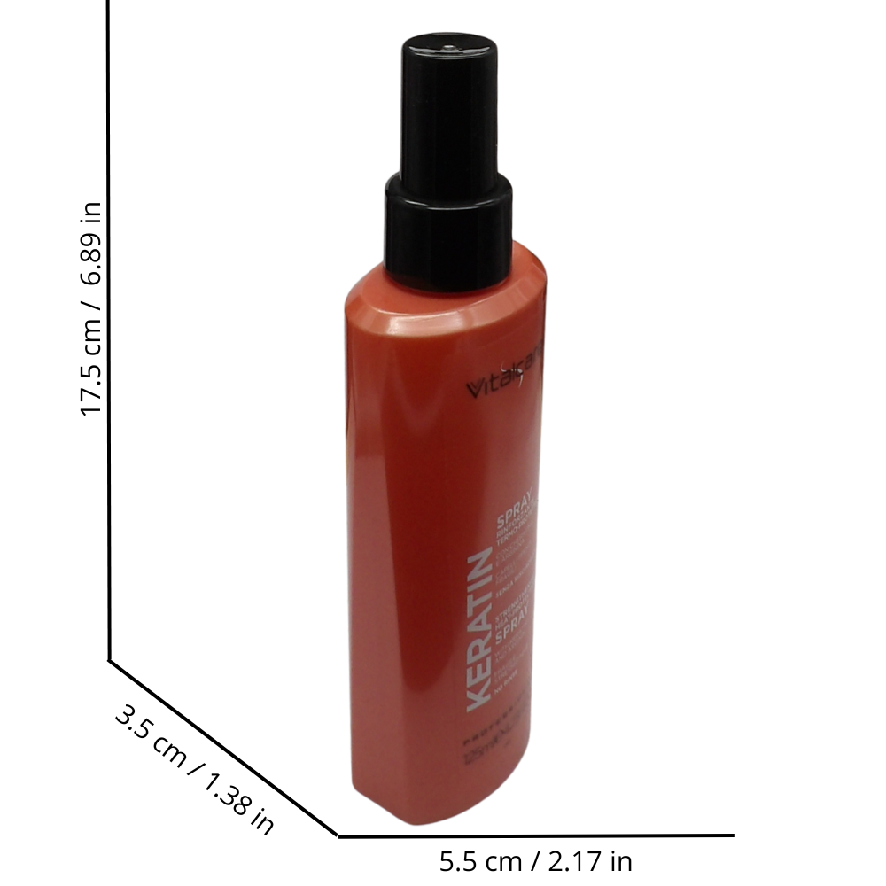 VITALCARE Keratin - Spray Rinforzante e Termoprotettivo, per Capelli Sfibrati, con Cheratina e Arginina, Senza Risciacquo, 125 ml