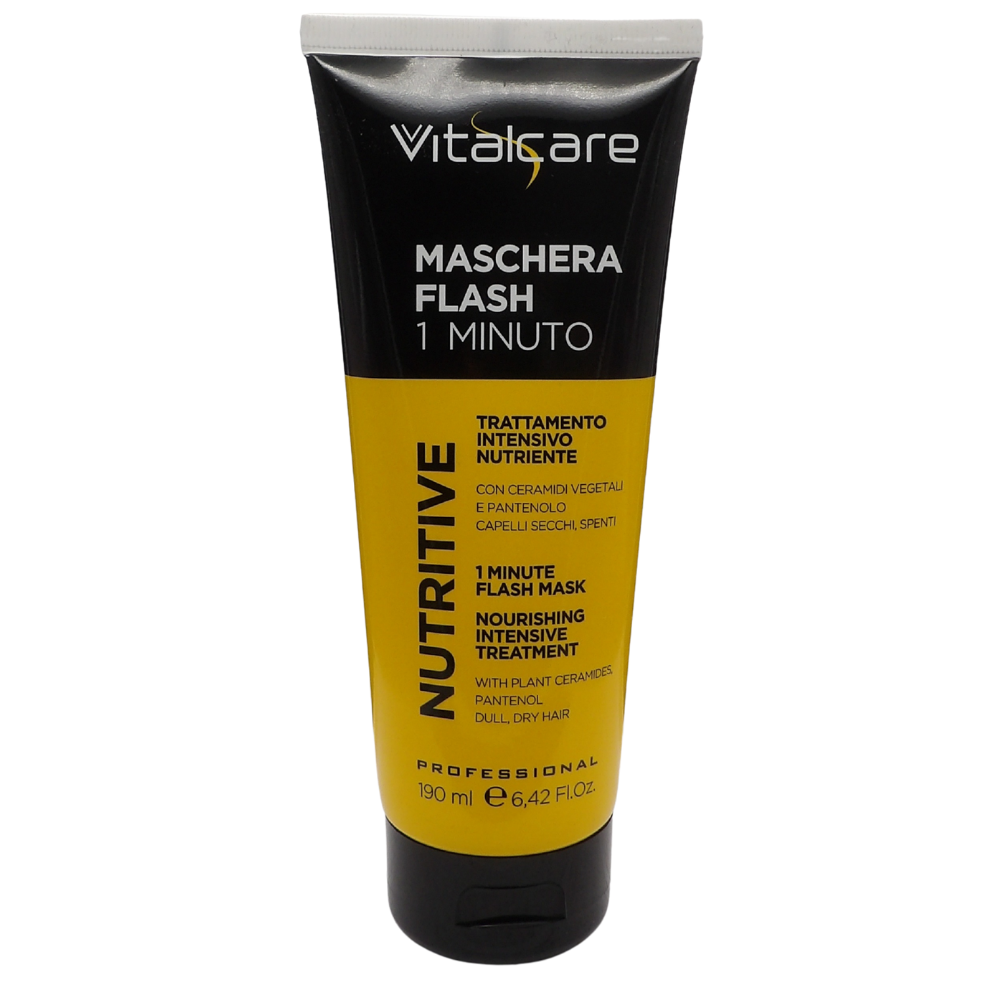 VITALCARE Maschera NUTRITIVE FLASH 1 MINUTE, Trattamento Intensivo Nutriente. Con Ceramidi Vegetali e Pantenolo, Per Capelli Secchi, Spenti 190ml