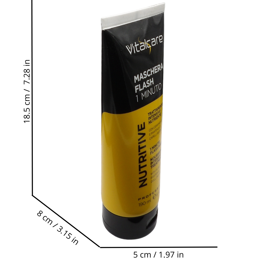 VITALCARE Maschera NUTRITIVE FLASH 1 MINUTE, Trattamento Intensivo Nutriente. Con Ceramidi Vegetali e Pantenolo, Per Capelli Secchi, Spenti 190ml