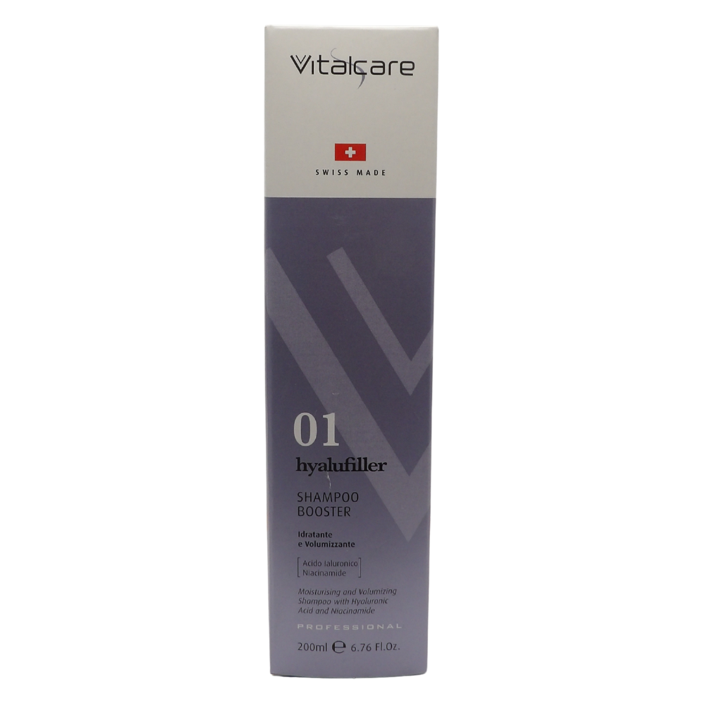 VITALCARE Shampoo Booster Hyalufiller, Shampoo Idratante e Volumizzante, Con Acido Ialuronico, Per Tutti i Tipi di Capello, 200ml