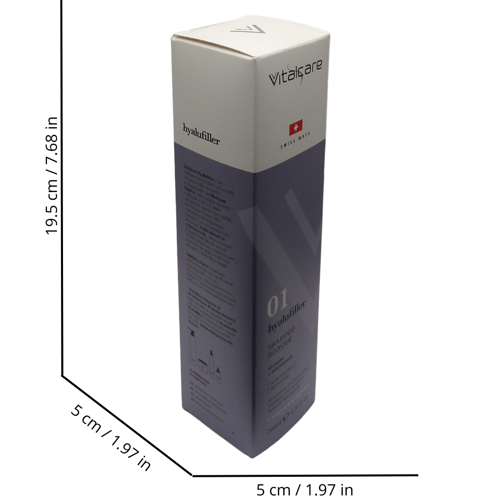 VITALCARE Shampoo Booster Hyalufiller, Shampoo Idratante e Volumizzante, Con Acido Ialuronico, Per Tutti i Tipi di Capello, 200ml