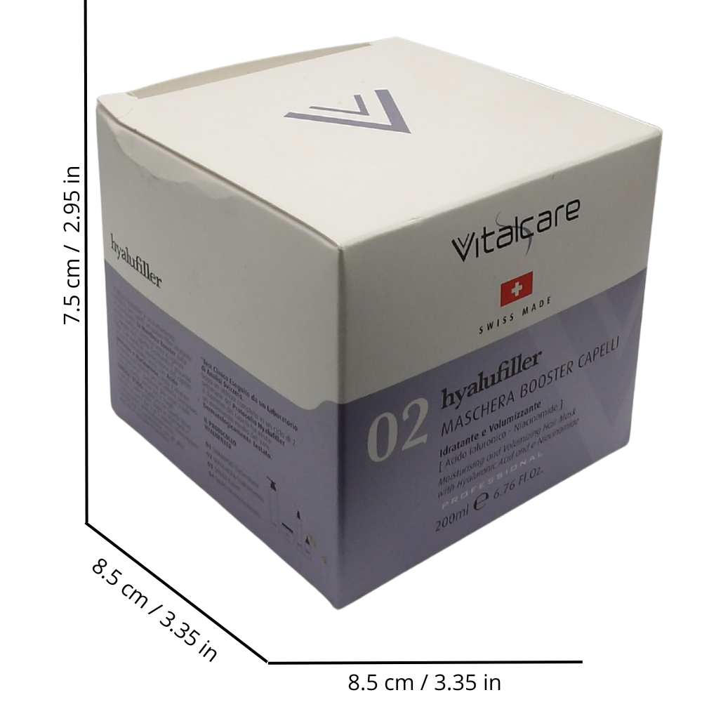 VITALCARE Maschera Booster Hyalufiller, Maschera Capelli Idratante e Volumizzante, Con Acido Ialuronico, Per Tutti i Tipi di Capello, 200ml