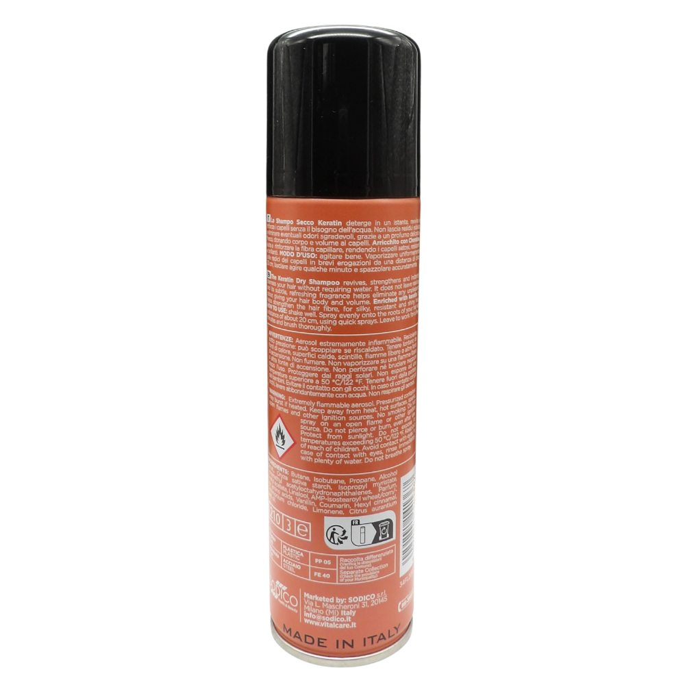 VITALCARE Shampoo Secco Rinforzante KERATIN, Con Cheratina. Per Uso Frequente, Senza Residui e Senza Acqua 150ml