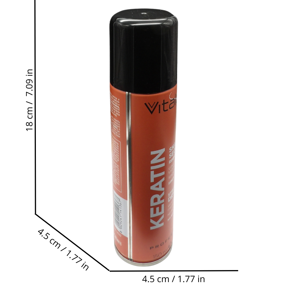 VITALCARE Shampoo Secco Rinforzante KERATIN, Con Cheratina. Per Uso Frequente, Senza Residui e Senza Acqua 150ml