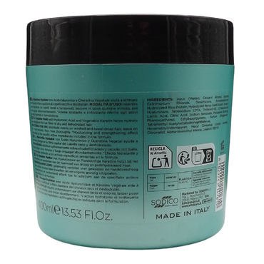 VITALCARE Maschera Per Capelli HYALUKER Ad Azione Idratante e Rinforzante, Con Acido Ialuronico e Cheratina Vegetale. Per Capelli Secchi e Disidratati 400ml