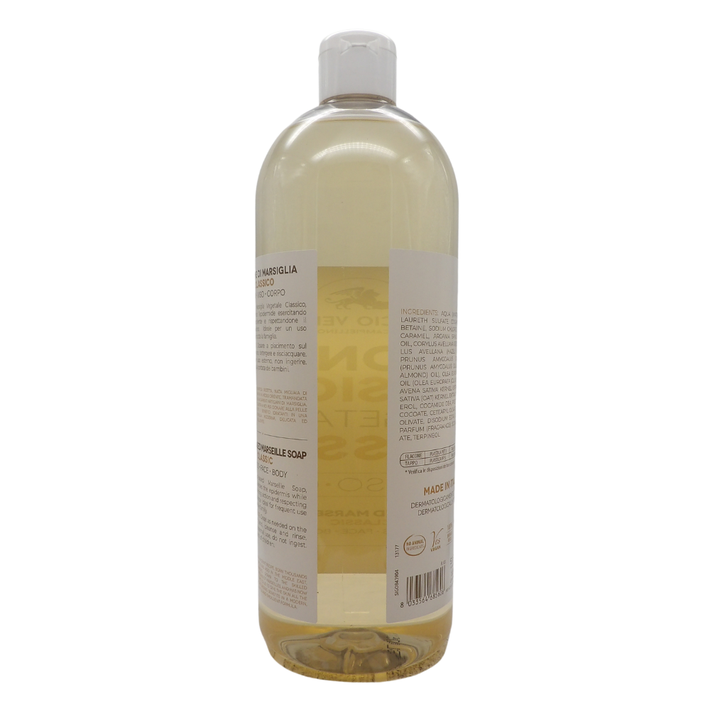 SAPONIFICIO VENEZIANO Sapone Di Marsiglia Vegetale Per Mani, Viso e Corpo. Ideale Per Un Uso Frequente e Per Tutta La Famiglia 1000ml (CLASSICO)