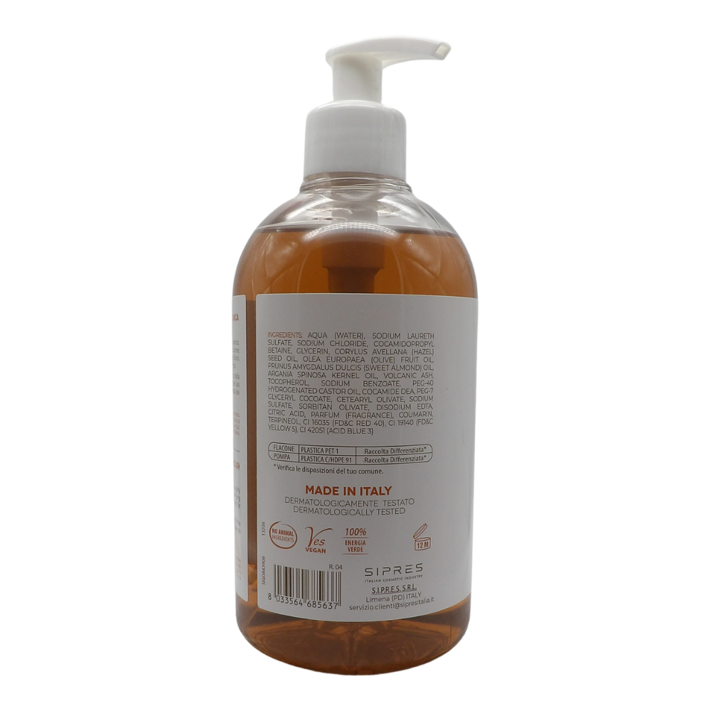 SAPONIFICIO VENEZIANO Sapone Di Marsiglia Vegetale Per Mani, Viso e Corpo. Con Tappo Dosatore 500ml (CENERE VULCANICA)