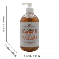 SAPONIFICIO VENEZIANO Sapone Di Marsiglia Vegetale Per Mani, Viso e Corpo. Con Tappo Dosatore 500ml (CENERE VULCANICA)