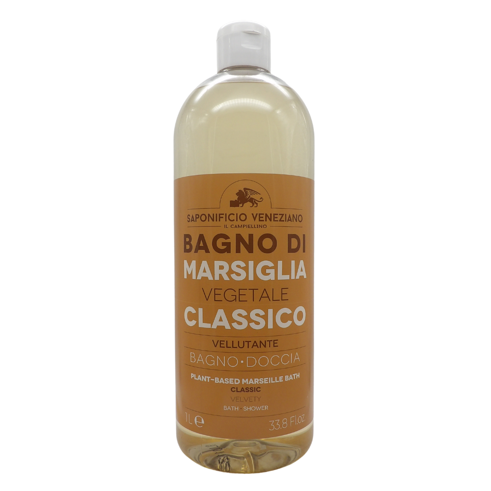 SAPONIFICIO VENEZIANO Bagno Doccia Bagno Di Marsiglia Vegetale, Ideale Per Un Uso Frequente e Per Tutta La Famiglia 1000ml (CLASSICO)