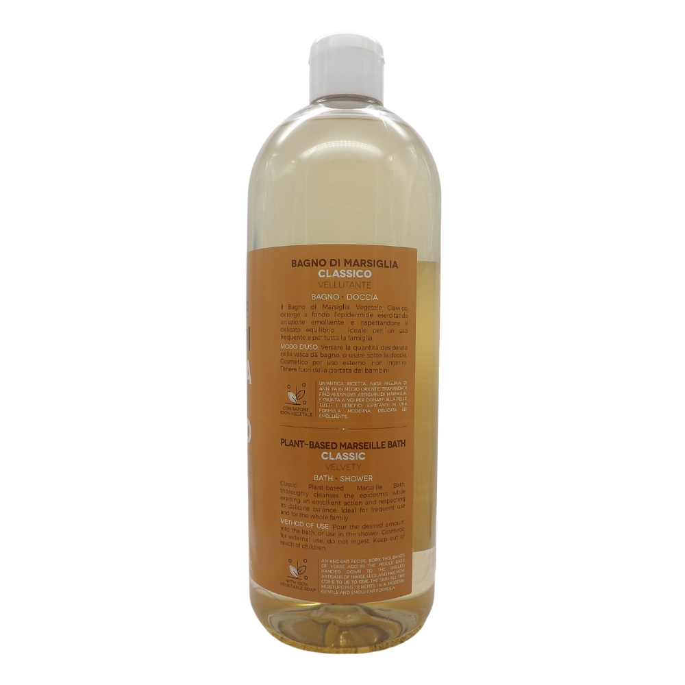 SAPONIFICIO VENEZIANO Bagno Doccia Bagno Di Marsiglia Vegetale, Ideale Per Un Uso Frequente e Per Tutta La Famiglia 1000ml (CLASSICO)