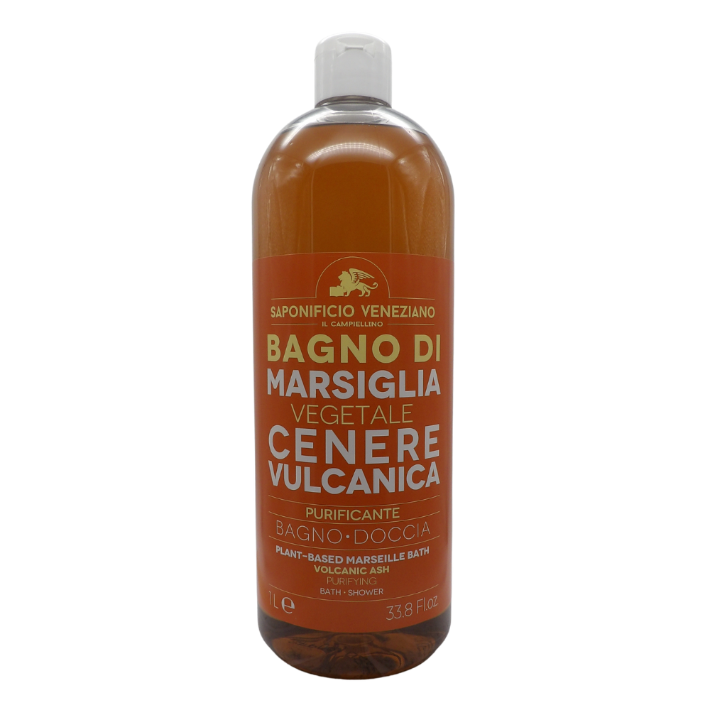 SAPONIFICIO VENEZIANO Bagno Doccia Bagno Di Marsiglia Vegetale, Ideale Per Un Uso Frequente e Per Tutta La Famiglia 1000ml (CENERE VULCANICA)