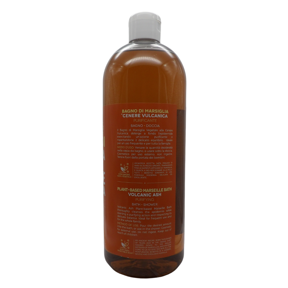 SAPONIFICIO VENEZIANO Bagno Doccia Bagno Di Marsiglia Vegetale, Ideale Per Un Uso Frequente e Per Tutta La Famiglia 1000ml (CENERE VULCANICA)