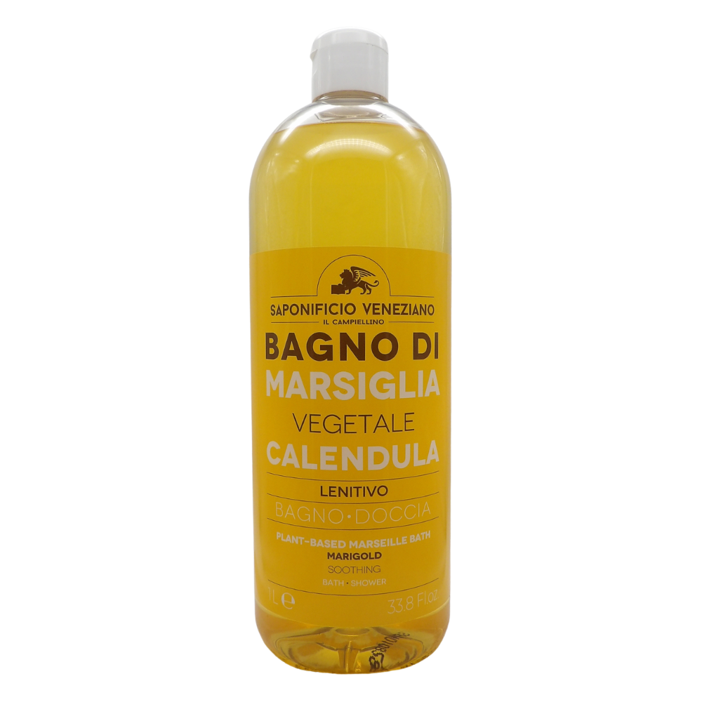 SAPONIFICIO VENZIANO Bagno Doccia Bagno Di Marsiglia Vegetale, Ideale Per Un Uso Frequente e Per Tutta La Famiglia 1000ml (CALENDULA)