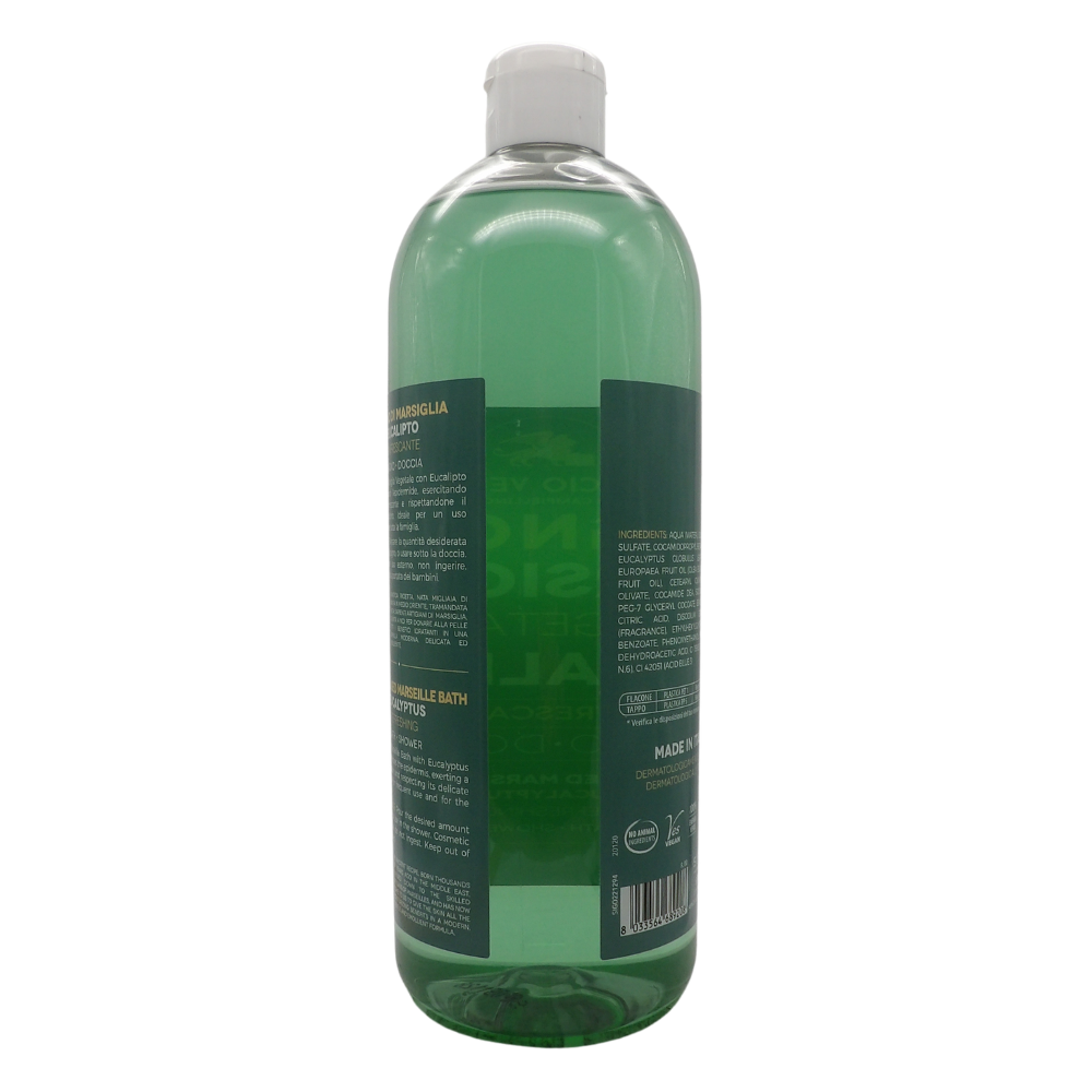 SAPONIFICIO VENEZIANO Bagno Doccia Bagno Di Marsiglia Vegetale, Ideale Per Un Uso Frequente e Per Tutta La Famiglia 1000ml (EUCALIPTO)