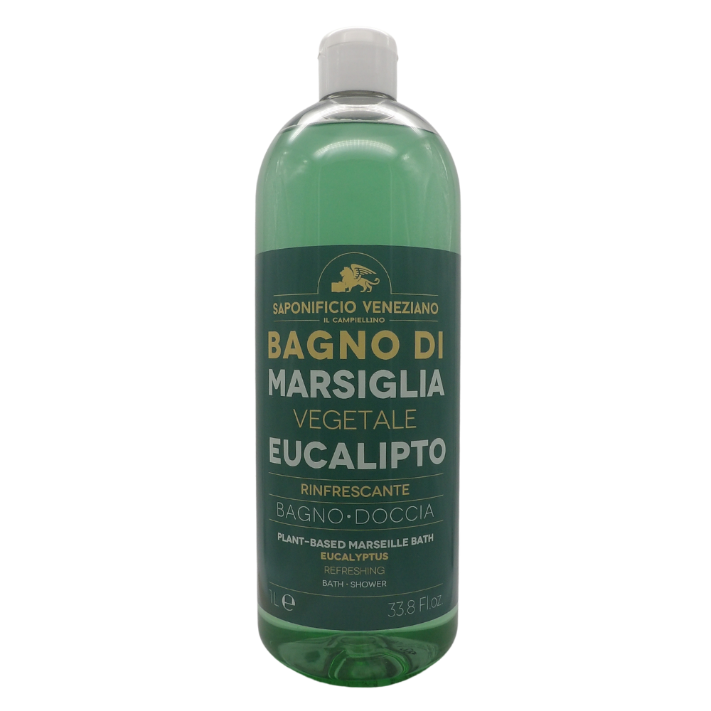SAPONIFICIO VENEZIANO Bagno Doccia Bagno Di Marsiglia Vegetale, Ideale Per Un Uso Frequente e Per Tutta La Famiglia 1000ml (EUCALIPTO)
