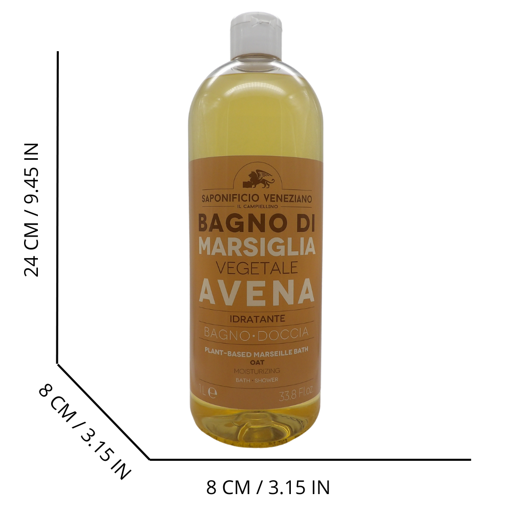 SAPONIFICIO VENEZIANO Bagno Doccia Bagno Di Marsiglia Vegetale, Ideale Per Un Uso Frequente e Per Tutta La Famiglia 1000ml (AVENA)