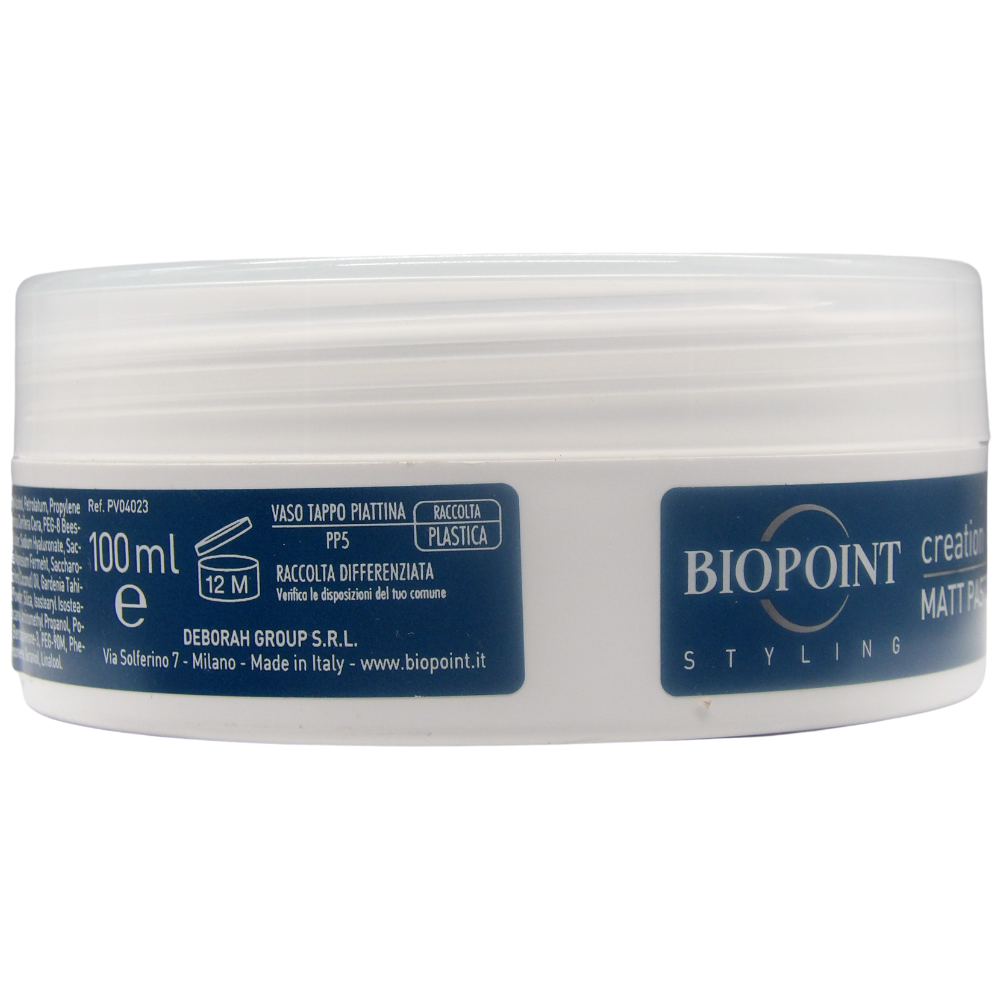 Biopoint Styling - Matt Paste, Cera Opaca Capelli Modellante a Fissaggio Medio, Azione Idratante e Rinforzante, 100 ml
