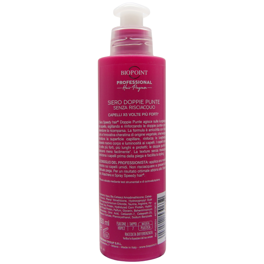 BIOPOINT Siero Doppie Punte, 5 volte più forti, lunghi e protetti. Sigilla e rinforza lunghezze e doppie punte. Agisce sulle lunghezze del capello, sigillando e rinforzando le doppie punte 150ml