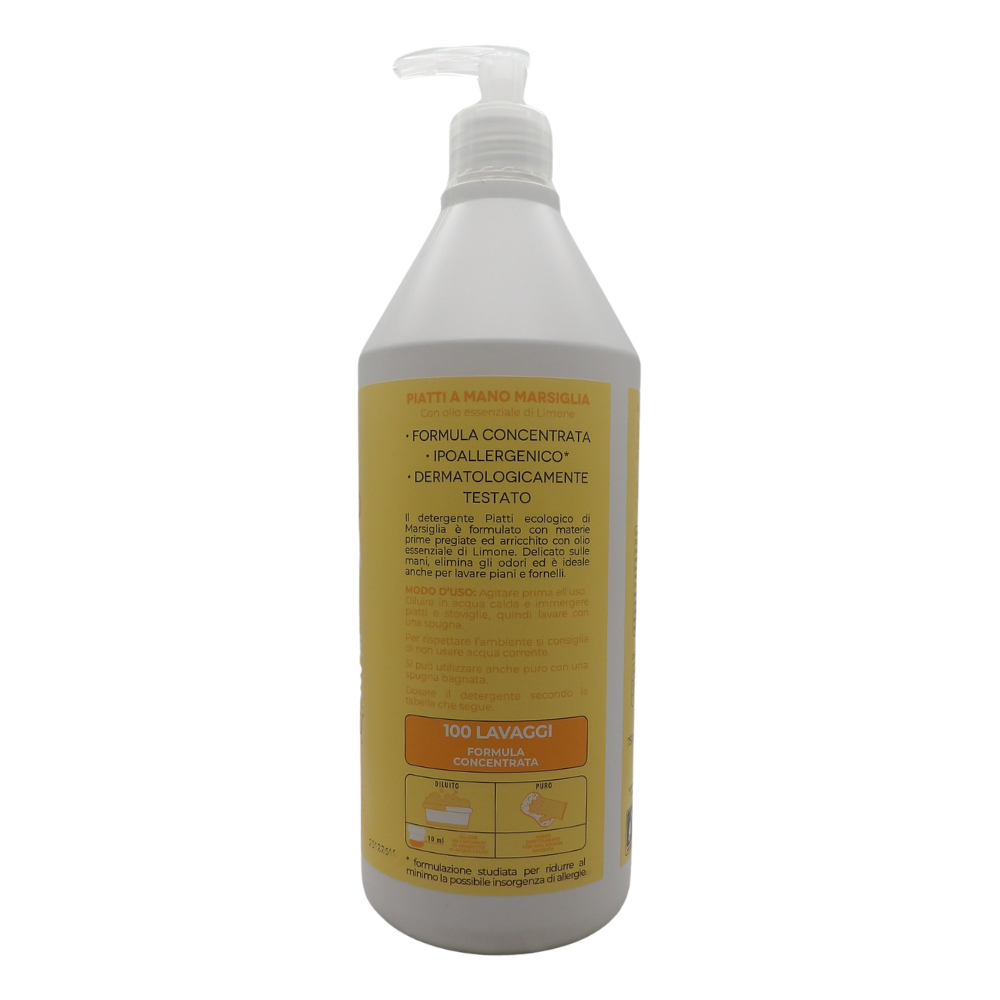 SAPONIFICIO VENEZIANO Detergente Piatti a Mano Ecologico di Marsiglia Ipoallergenico con Olio Essenziale di Limone, 750ml