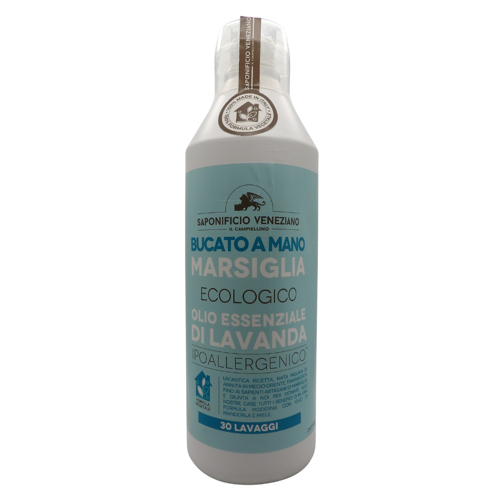 SAPONIFICIO VENEZIANO Detergente Bucato a Mano Ecologico Marsiglia, Ipoallergenico con Olio Essenziale di Lavanda, 1000ml