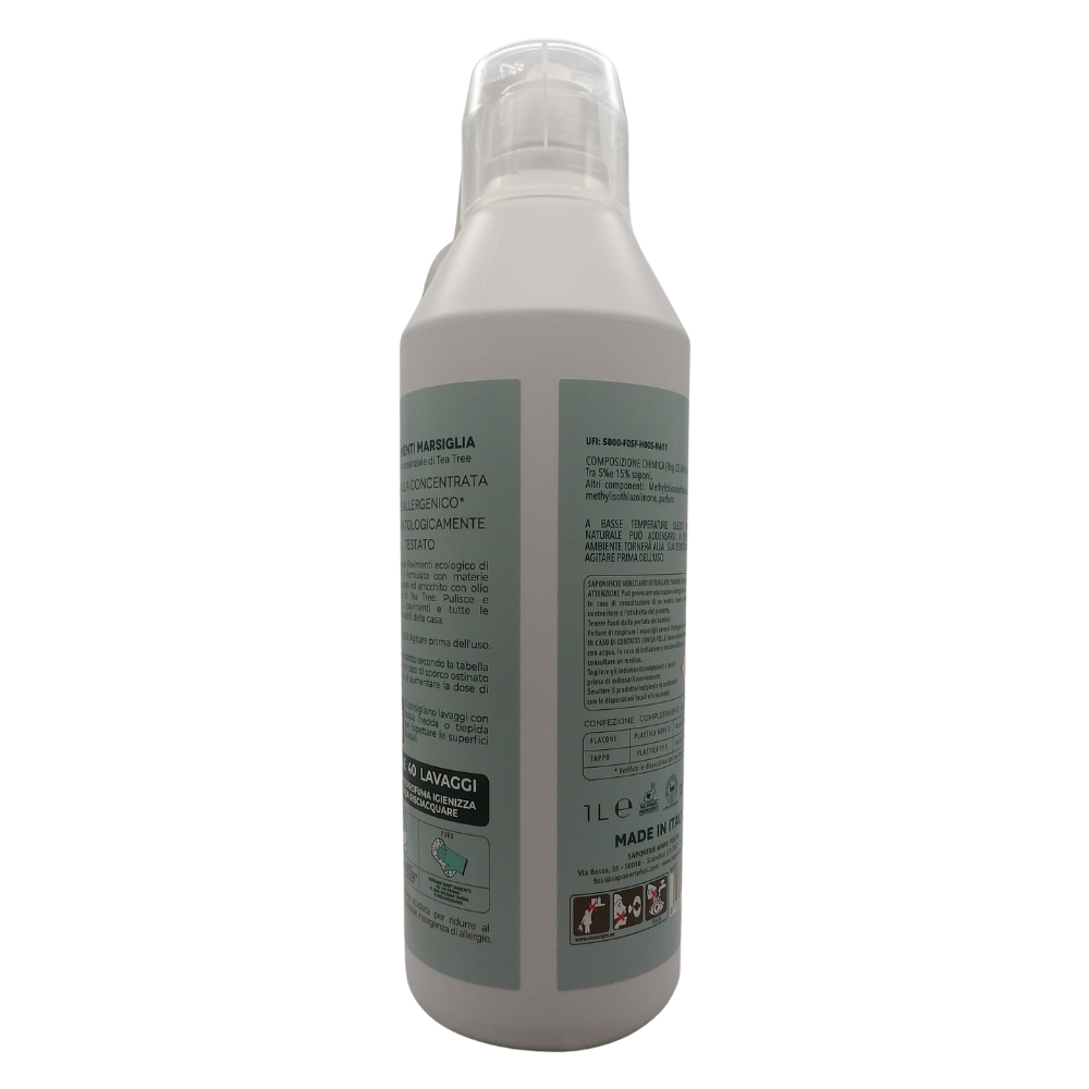 SAPONIFICIO VENEZIANO Detergente Pavimenti Ecologico di Marsiglia, Ipoallergenico con Olio Essenziale di Tea Tree, 1000ml