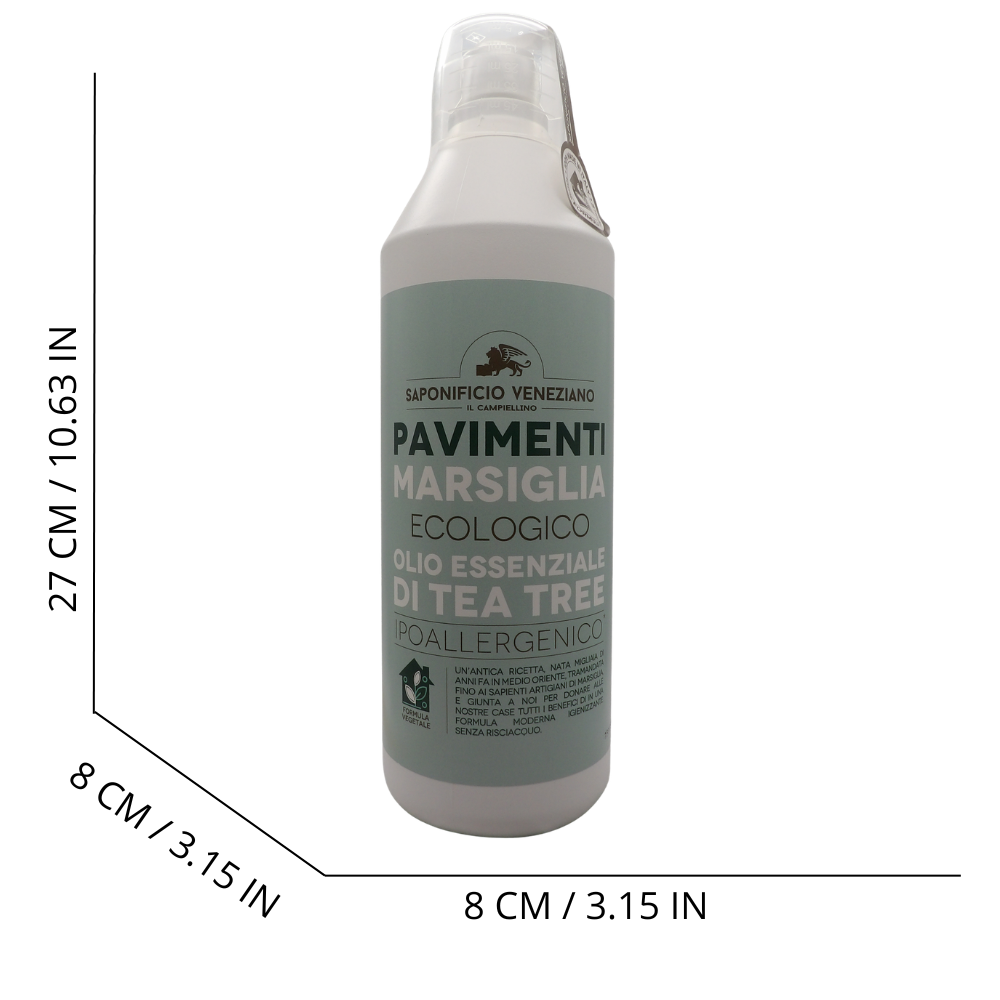 SAPONIFICIO VENEZIANO Detergente Pavimenti Ecologico di Marsiglia, Ipoallergenico con Olio Essenziale di Tea Tree, 1000ml