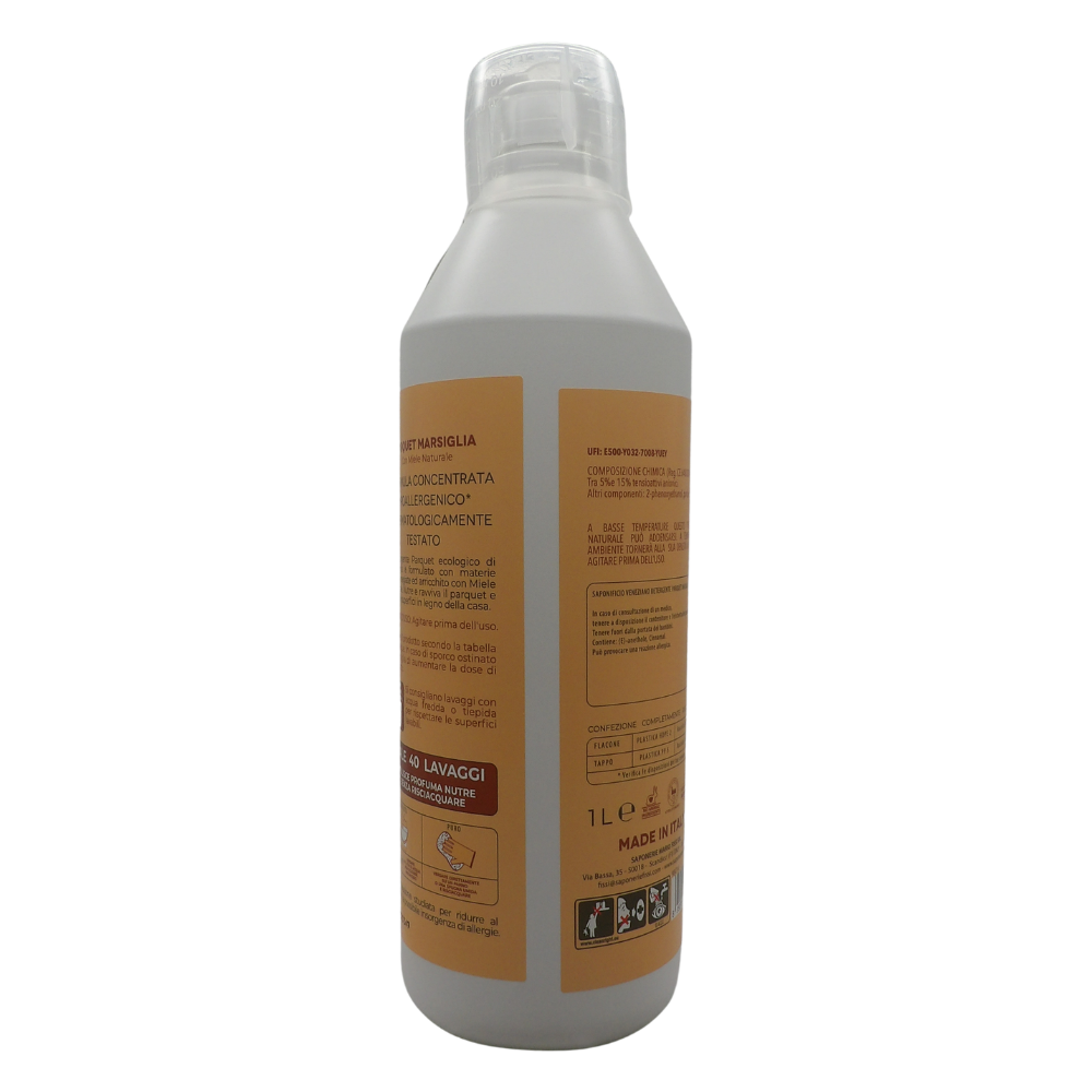 SAPONIFICIO VENEZIANO Detergente Parquet Ecologico di Marsiglia, Ipoallergenico con Miele Naturale, 1000ml