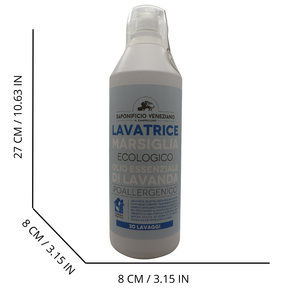 SAPONIFICIO VENEZIANO Detergente Lavatrice Ecologico Marsiglia, Ipoallergenico con Olio Essenziale di Lavanda, 1000ml