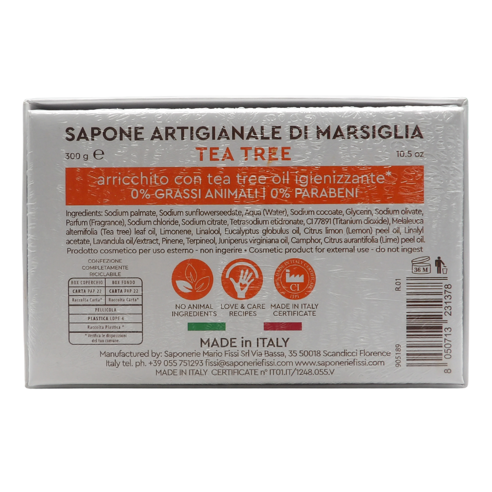 SAPONIFICIO VENEZIANO Sapone Solido Per Viso, Mani e Corpo, Arricchito Con Oli Essenziali. Senza Grassi Animali, Parabeni. Disponibile In Diverse Fragranze 300g