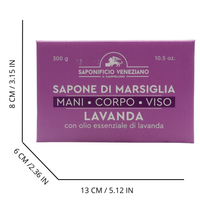 SAPONIFICIO VENEZIANO Sapone Solido Per Viso, Mani e Corpo, Arricchito Con Oli Essenziali. Senza Grassi Animali, Parabeni. Disponibile In Diverse Fragranze 300g
