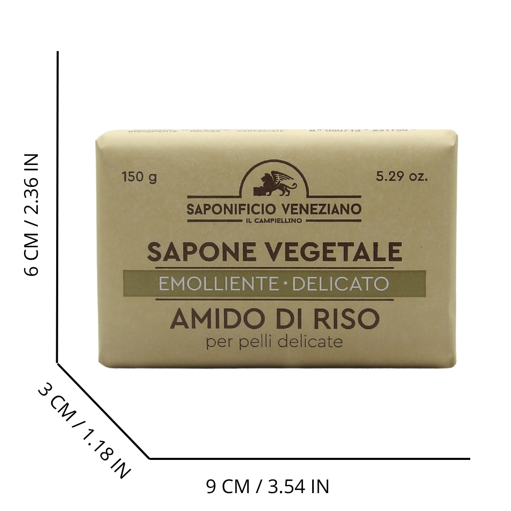 SAPONIFICIO VENEZIANO Sapone Vegetale, 0% Grassi Animali, 0% Parabeni, 0% Coloranti, per Viso e Corpo, Disponibile In Diverse Varietà, 150gr