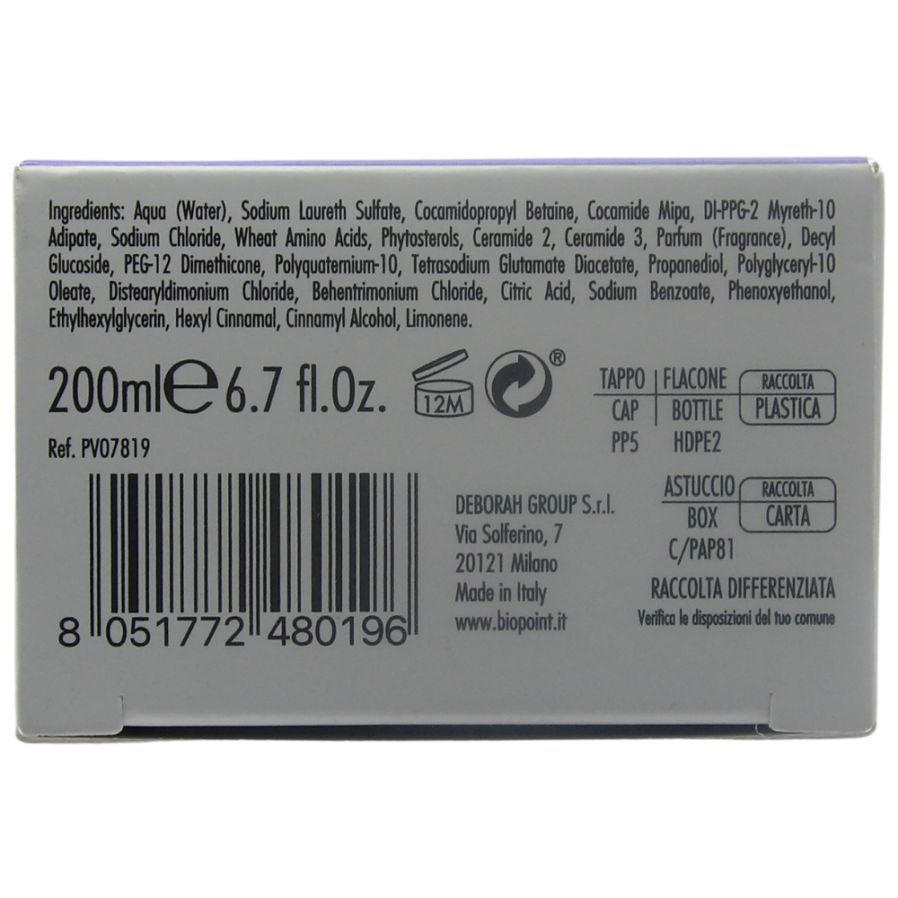 BIOPOINT Control Curly Shampoo Attivaricci Anticrespo - Idrata E Definisce I Capelli Ricci, Rendendoli Brillanti E Leggeri, Viola, Floreale, 200 Millilitro