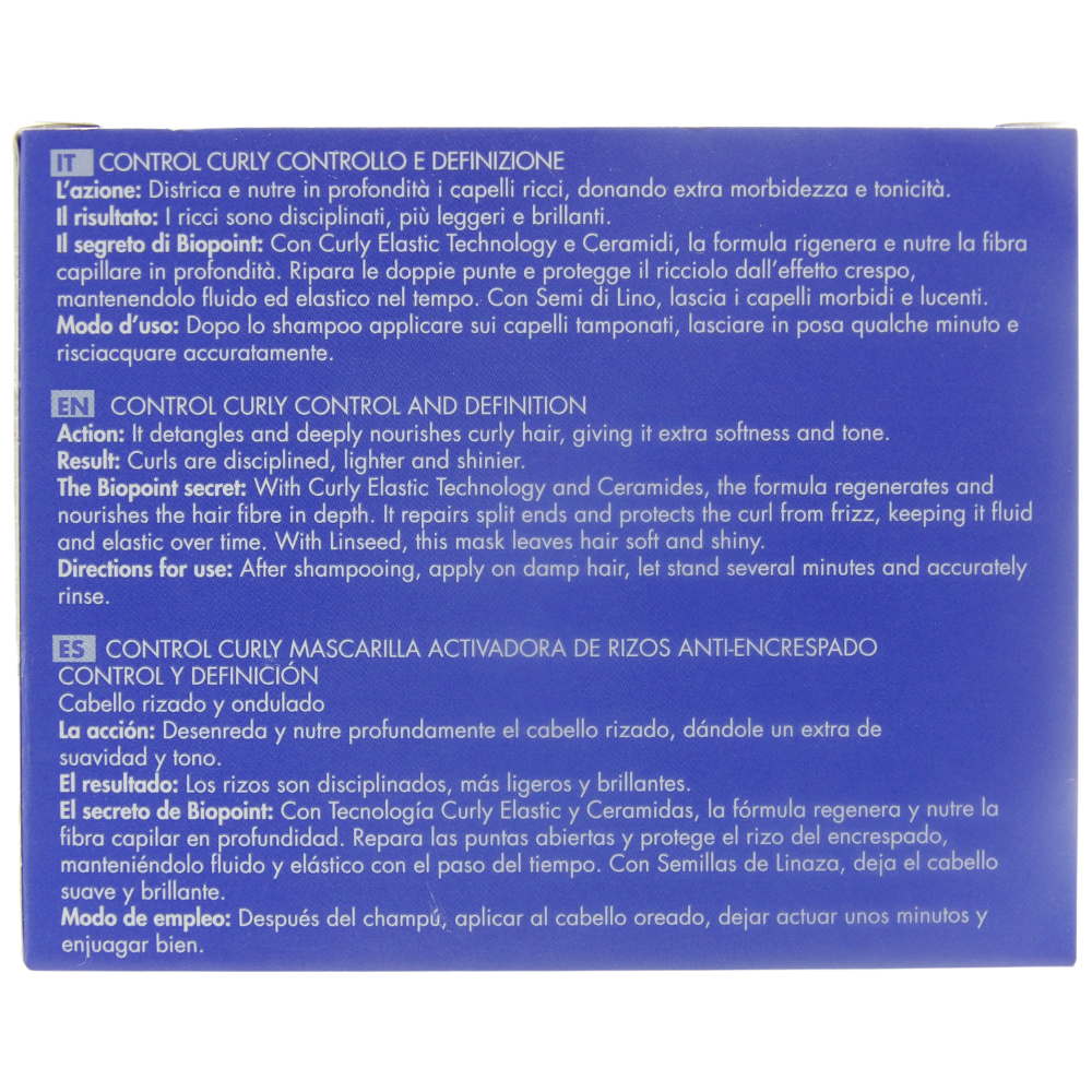 Biopoint Control Curly - Maschera Attivaricci, Districa e Nutre i Capelli Ricci, Azione Rigenerante e Protettiva Contro Effetto Crespo, Dona Morbidezza e Tonicità, 200 ml