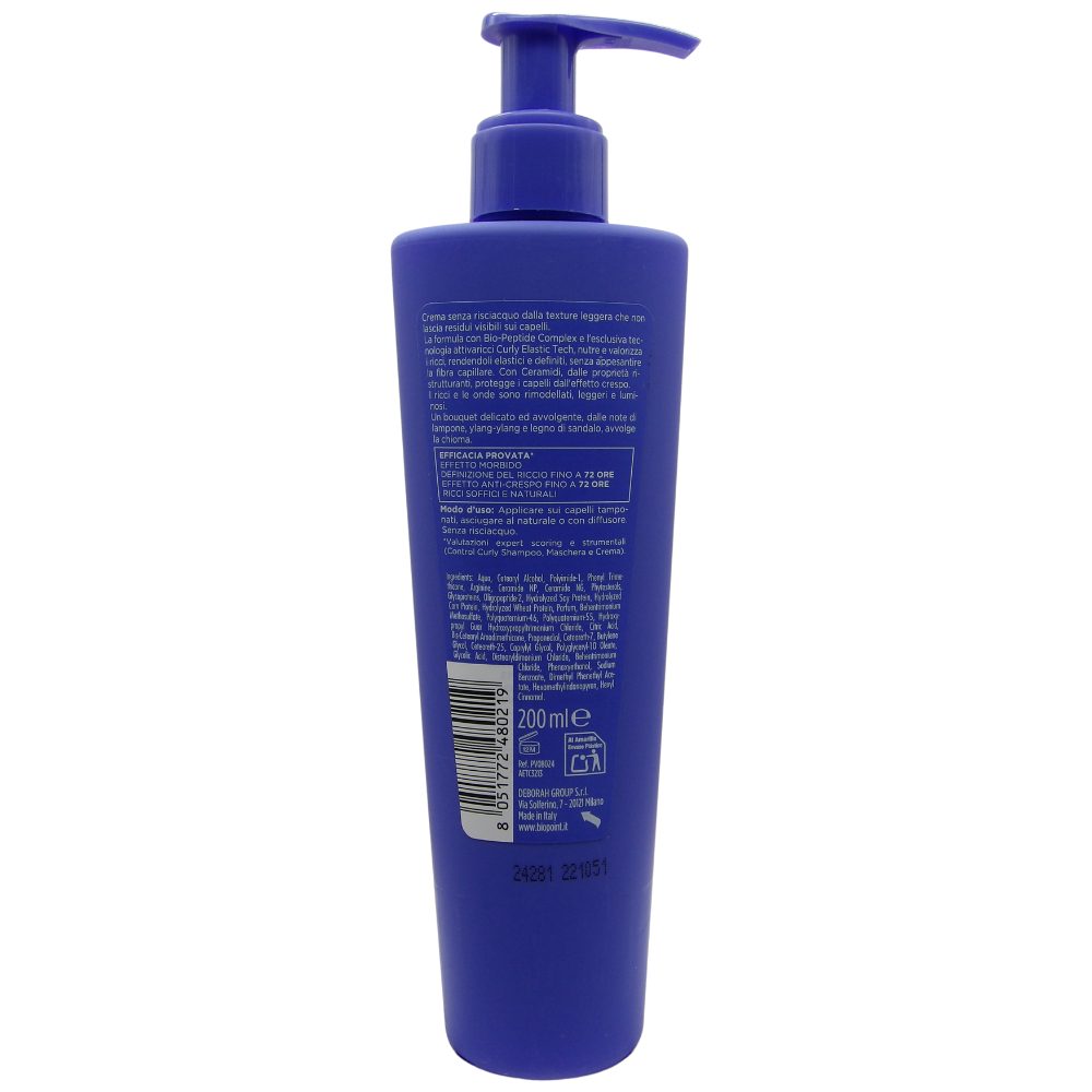 Biopoint Control Curly - Crema attivante anti-crespo, definisce e migliora i capelli ricci, dona elasticità, brillantezza e morbidezza, 200 ml (la confezione può variare)