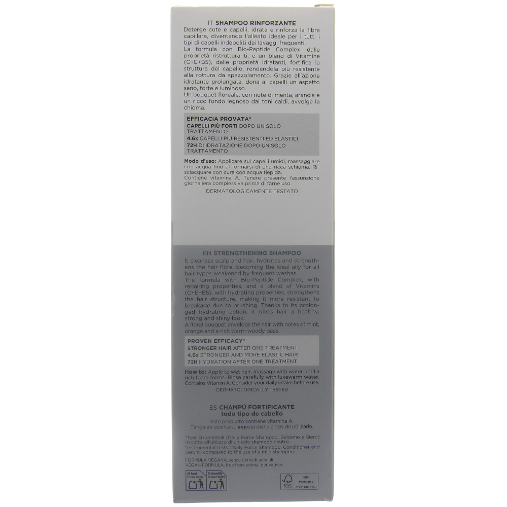 BIOPOINT Shampoo Rinforzante DAILY FORCE, Ideale Per Uso Frequente. Per Capelli Normali e Delicati 200ml