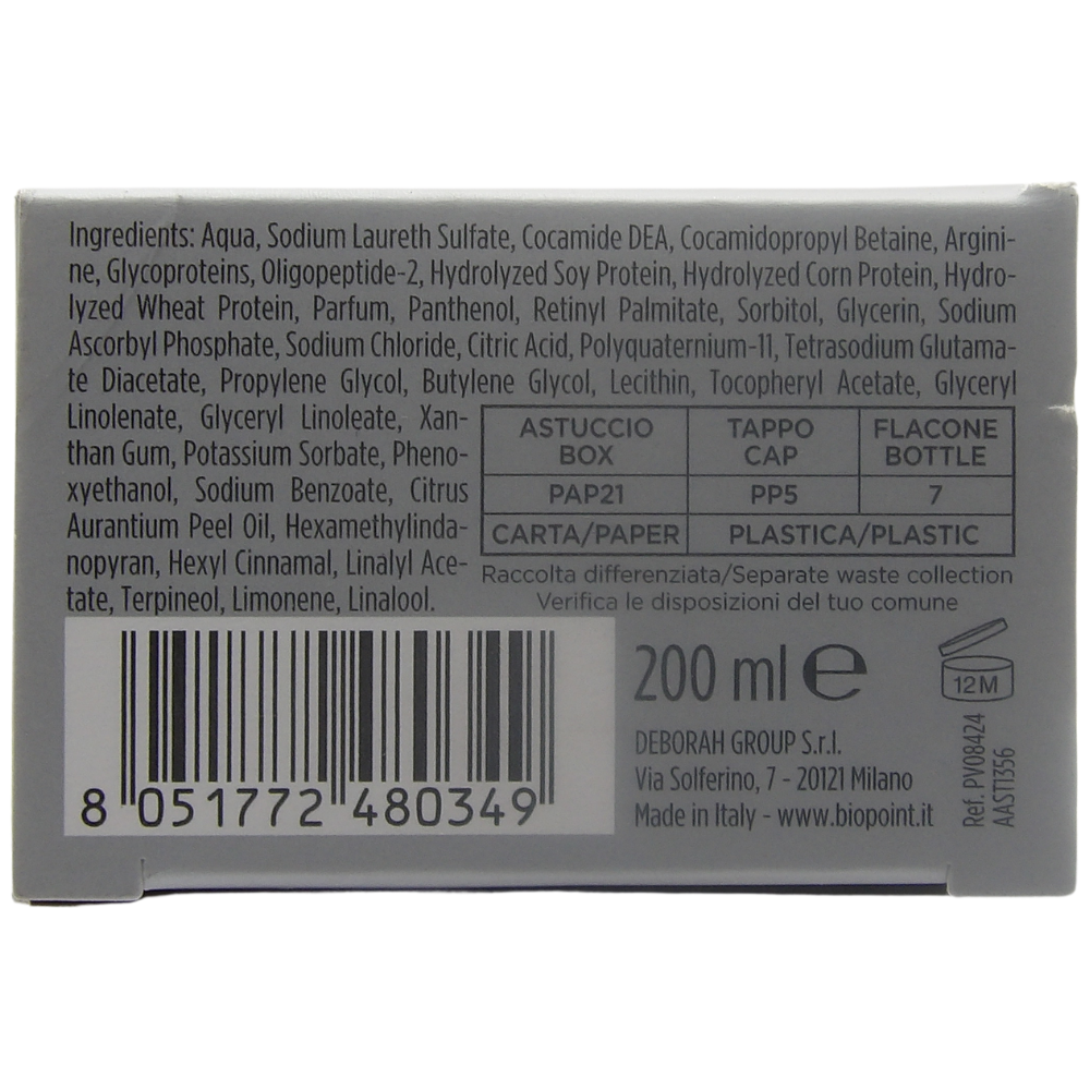 BIOPOINT Shampoo Rinforzante DAILY FORCE, Ideale Per Uso Frequente. Per Capelli Normali e Delicati 200ml