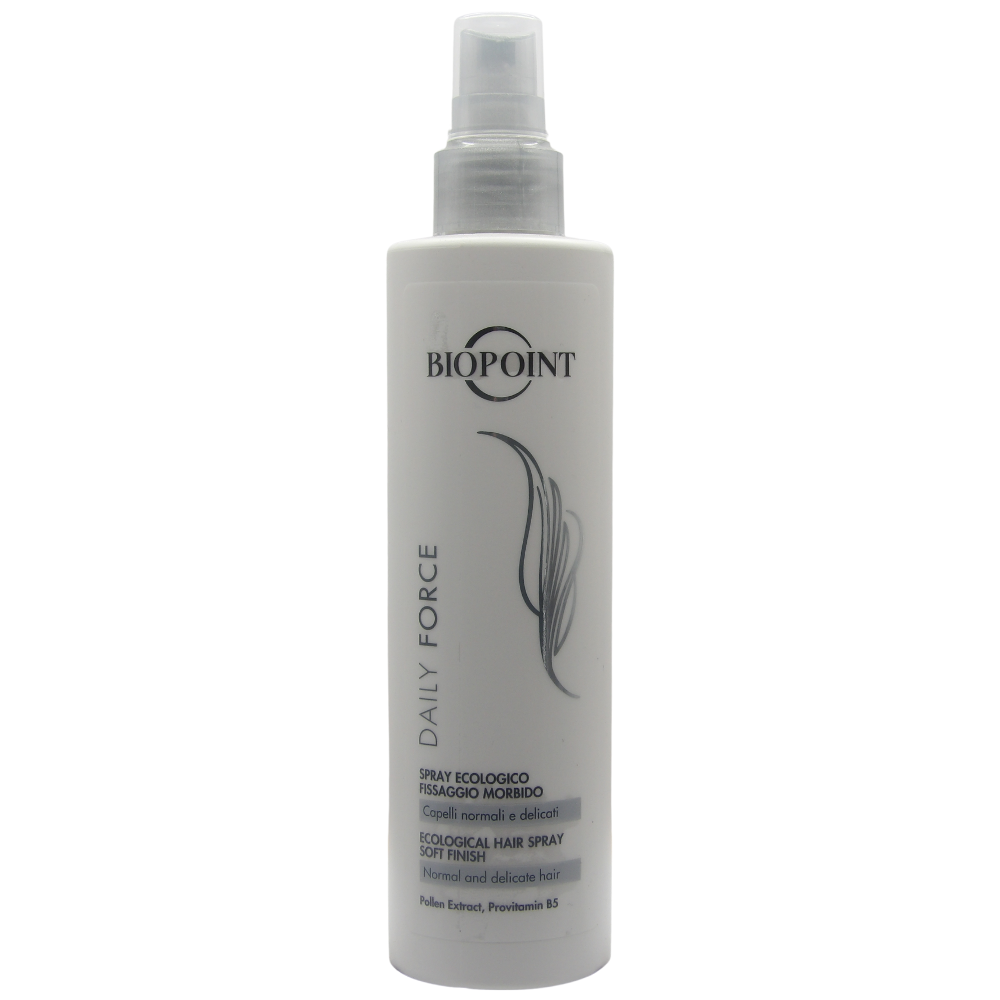 Biopoint Daily Force - Spray Capelli Ecologico a Fissaggio Morbido e Naturale Senza Gas, Azione Protettiva e Rinforzante, Dona Morbidezza e Leggerezza, 250 ml