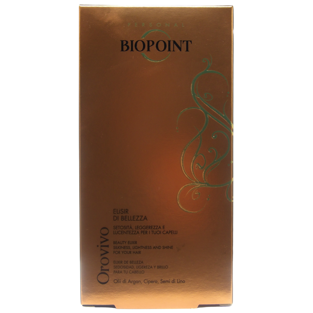 Biopoint Orovivo - Elisir Setificante, Trattamento Nutriente, Dona Leggerezza, Morbidezza e Lucentezza ai Capelli, Fragranza Ambrata e Dolce, 100 ml