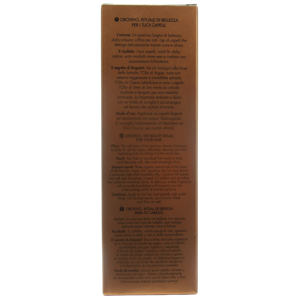 Biopoint Orovivo - Shampoo Setificante, Detergente Delicato, Azione Idratante e Nutriente, Dona Capelli Morbidi, Setosi e Brillanti, 200 ml