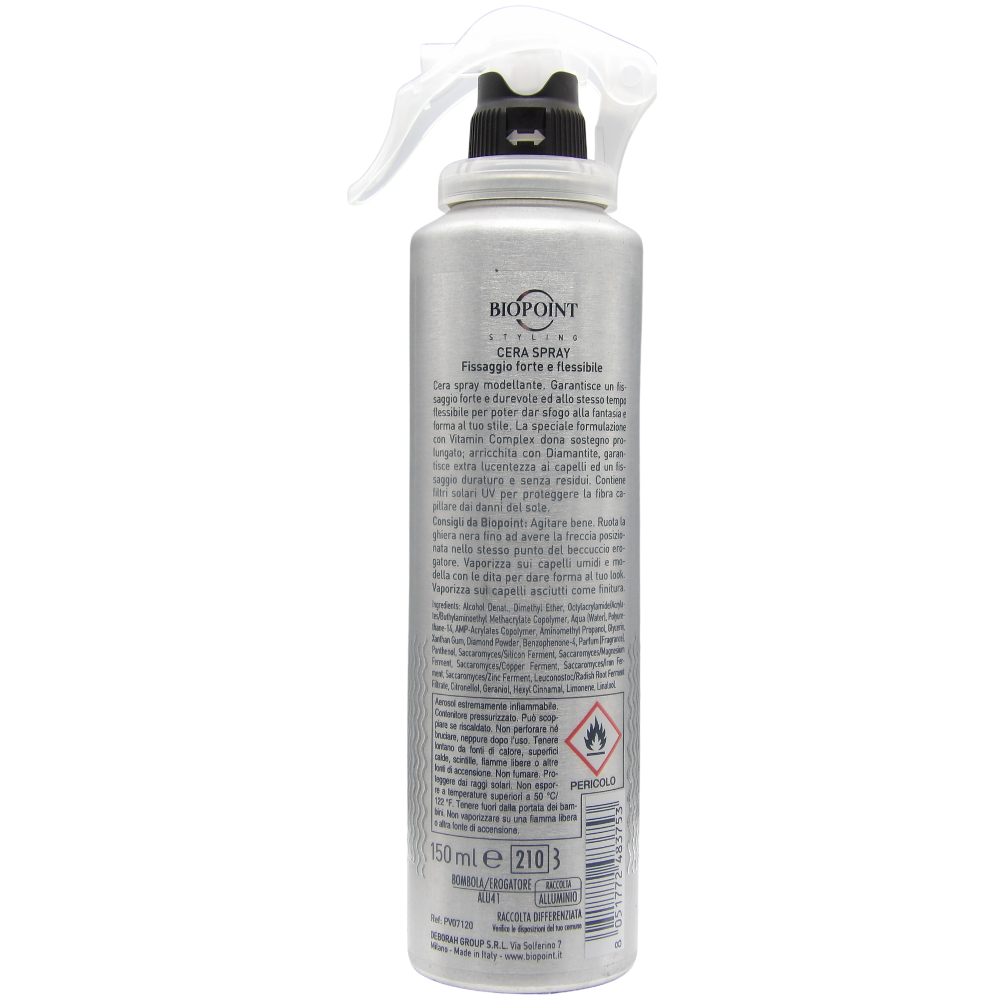 Biopoint Cera Spray per Capelli - 150 ml, fissaggio forte e flessibile