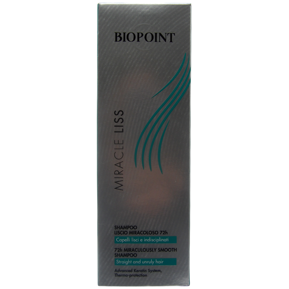 Biopoint Miracle Liss - Shampoo Liscio 72h, Azione Detergente Delicata, Ripristina l’Equilibrio del Capello, Dona Capelli Leggeri, Lisci e Setosi a lungo, 200 ml