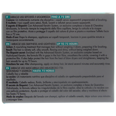 BIOPOINT Maschera Disciplinante MIRACLE LISS, Per Capelli Lisci, Crespi e Ribelli. Texture Ricca e Cremosa Che Svolge Un'Azione Disciplinante e Lisciante 200ml