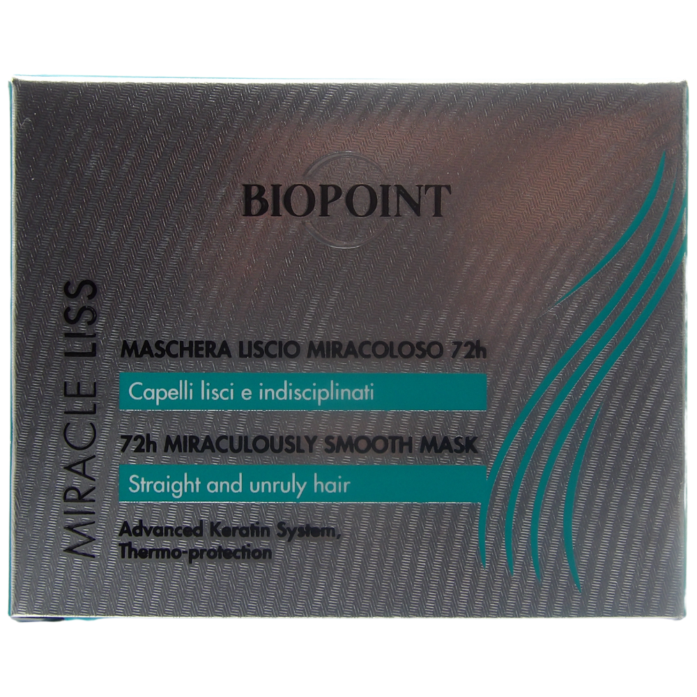 BIOPOINT Maschera Disciplinante MIRACLE LISS, Per Capelli Lisci, Crespi e Ribelli. Texture Ricca e Cremosa Che Svolge Un'Azione Disciplinante e Lisciante 200ml