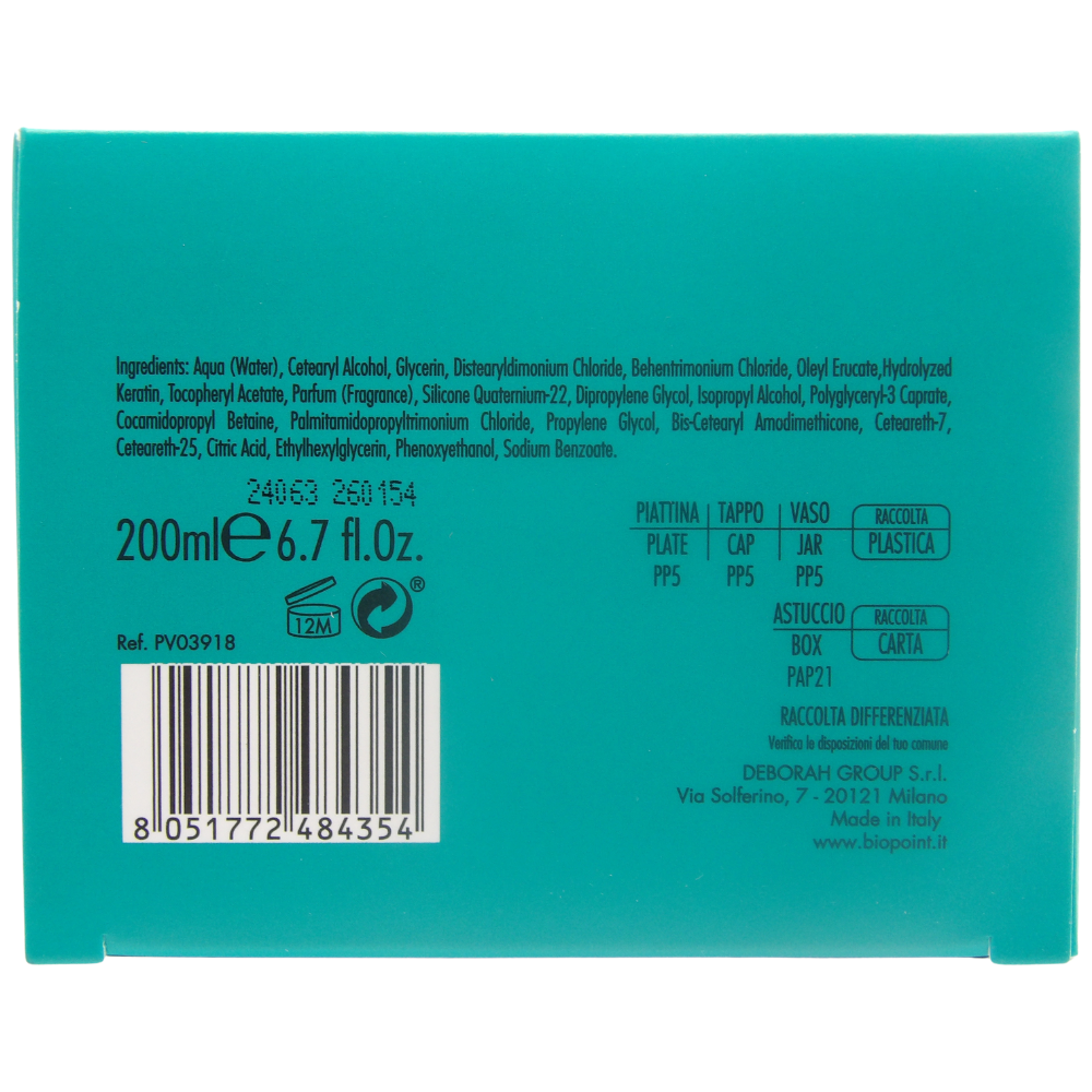 BIOPOINT Maschera Disciplinante MIRACLE LISS, Per Capelli Lisci, Crespi e Ribelli. Texture Ricca e Cremosa Che Svolge Un'Azione Disciplinante e Lisciante 200ml