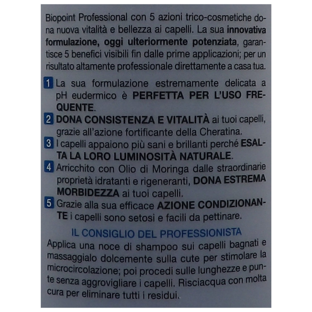 Biopoint Shampoo Delicato Con Olio di Moringa Per Uso Frequente - 5 Azioni 400ml. Questo shampoo è formulato per detergere delicatamente cute e capelli.