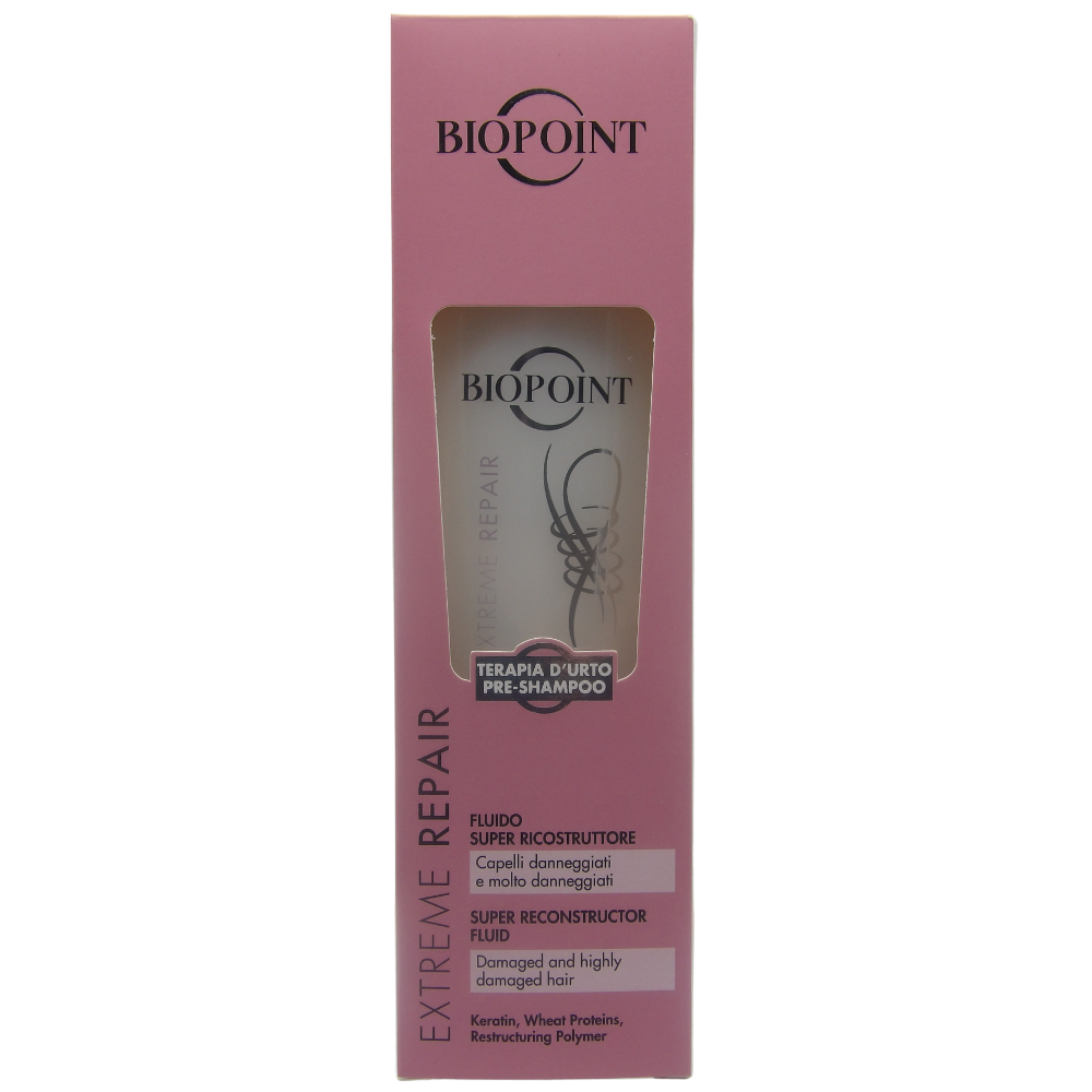 BIOPOINT Fluido Super Ricostruttore EXTREME REPAIR, Per Capelli Danneggiati e Molto Danneggiati 200ml + Spazzola Per Capelli, Con Impugnatura Ergonomica
