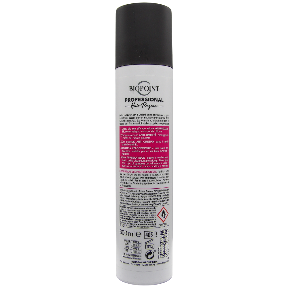 Biopoint Professional Hair Program - Lacca Spray con GAS, Arricchita con Amminoacidi, Ultra fissaggio, 300ml