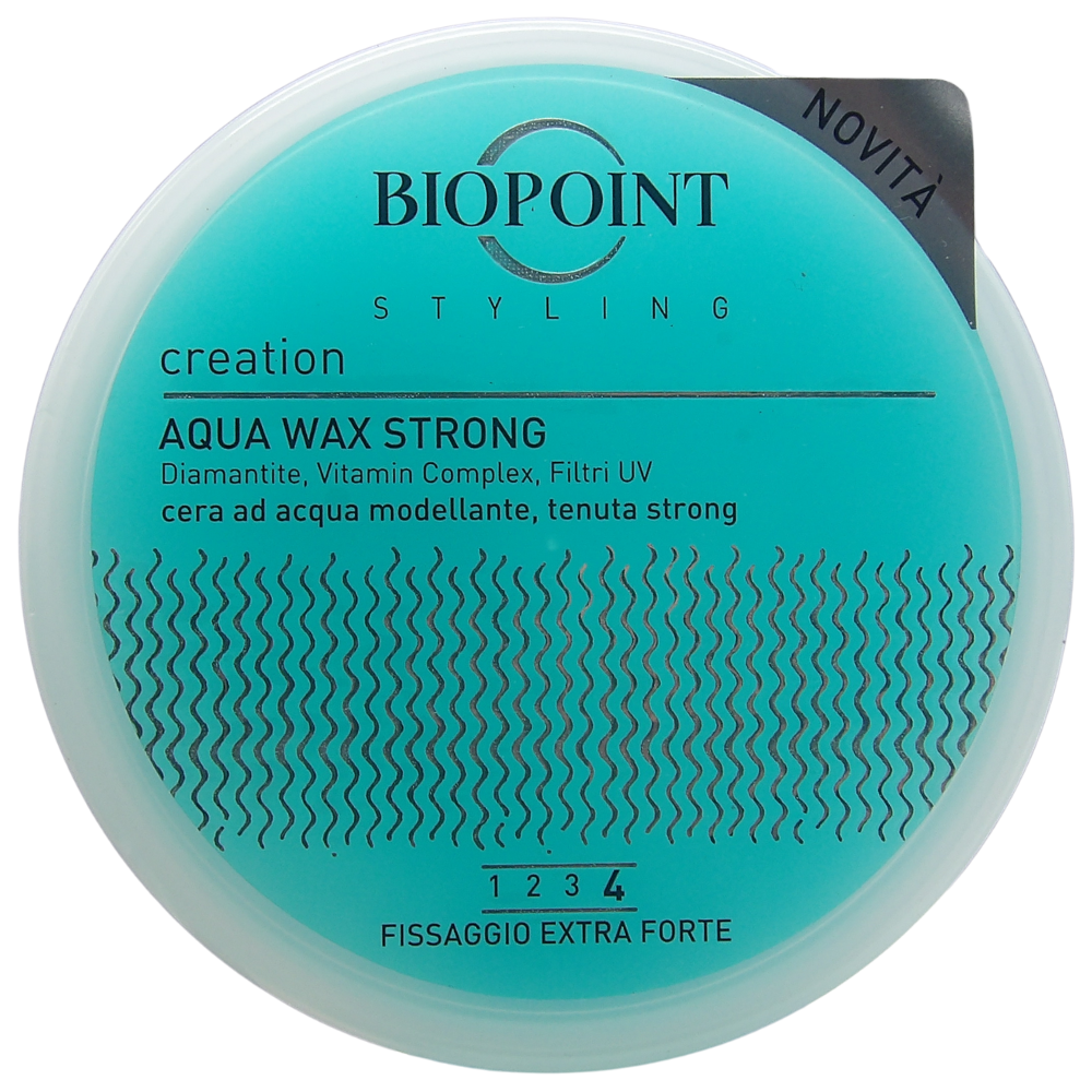 Biopoint Styling - Aqua Wax Strong Edition, Cera Capelli Modellante e Lucidante a Base d’Acqua, Fissaggio Extra Forte, Ideale per Look Bagnati, 100 ml