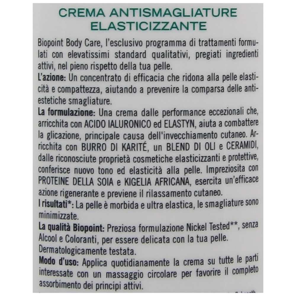 BIOPOINT Crema antismagliature elasticizzante in formato da 200 ml con erogatore